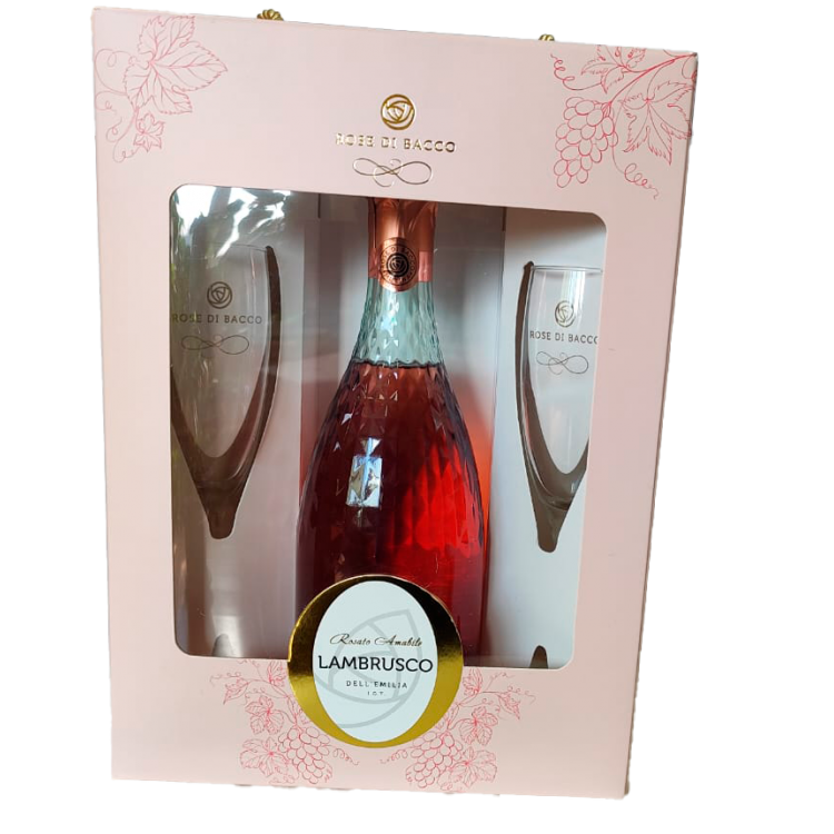 Подарочный набор Lambrusco Rose Di Bacco Rosato / Ламбруско "Розе Ди Бакко" Росато